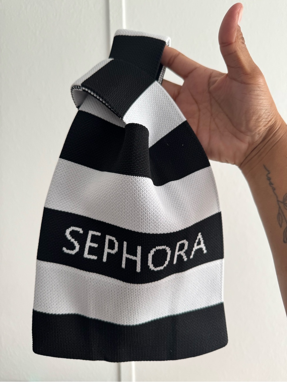 Sephora Black and White Striped Cosmetic Bag